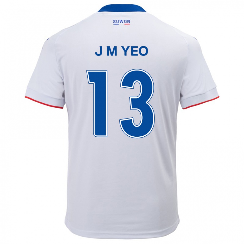 Niño Camiseta Min-Jun Yeo #13 Blanco Azul 2ª Equipación 2024/25 La Camisa Chile