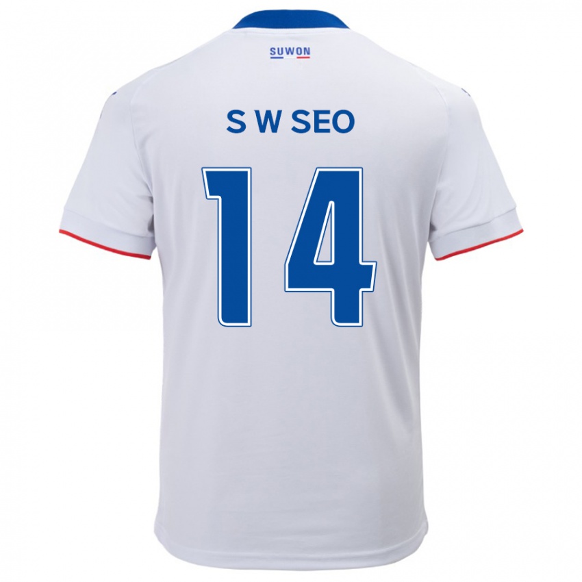 Niño Camiseta Woo-Seong Seo #14 Blanco Azul 2ª Equipación 2024/25 La Camisa Chile