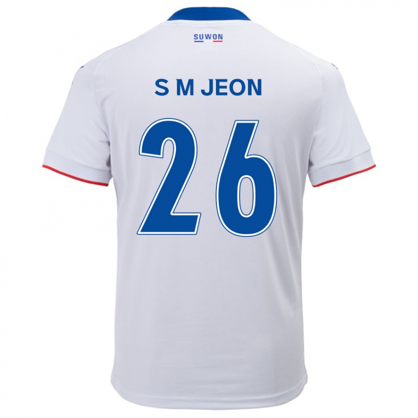 Niño Camiseta Min-Seung Jeon #26 Blanco Azul 2ª Equipación 2024/25 La Camisa Chile