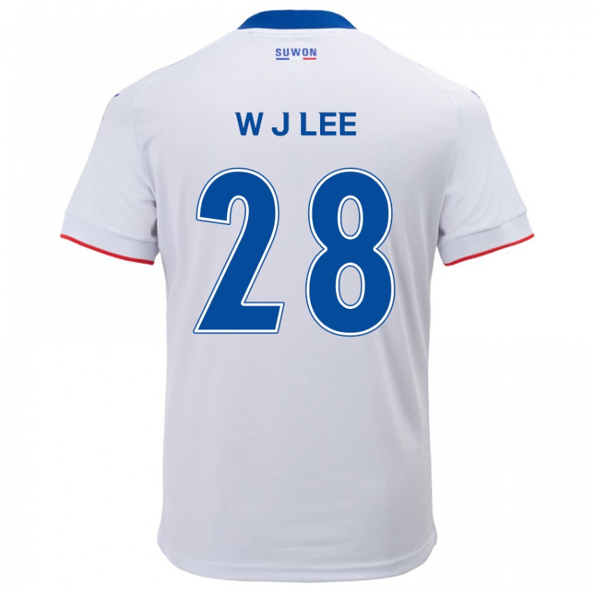 Niño Camiseta Jun-Woo Lee #28 Blanco Azul 2ª Equipación 2024/25 La Camisa Chile