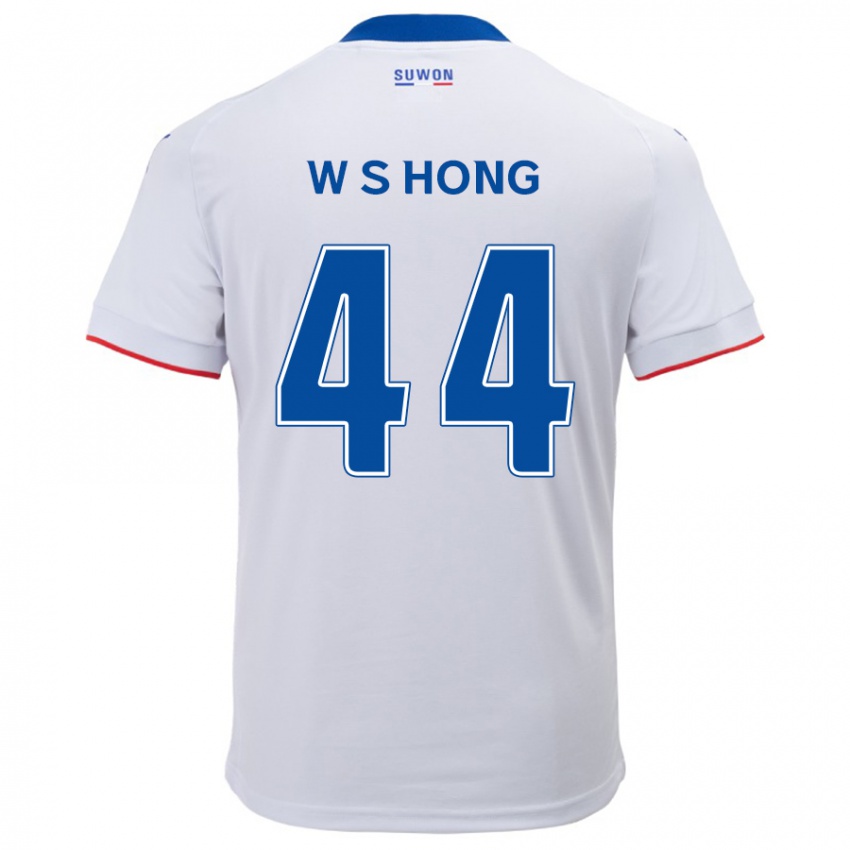 Niño Camiseta Sang-Won Hong #44 Blanco Azul 2ª Equipación 2024/25 La Camisa Chile