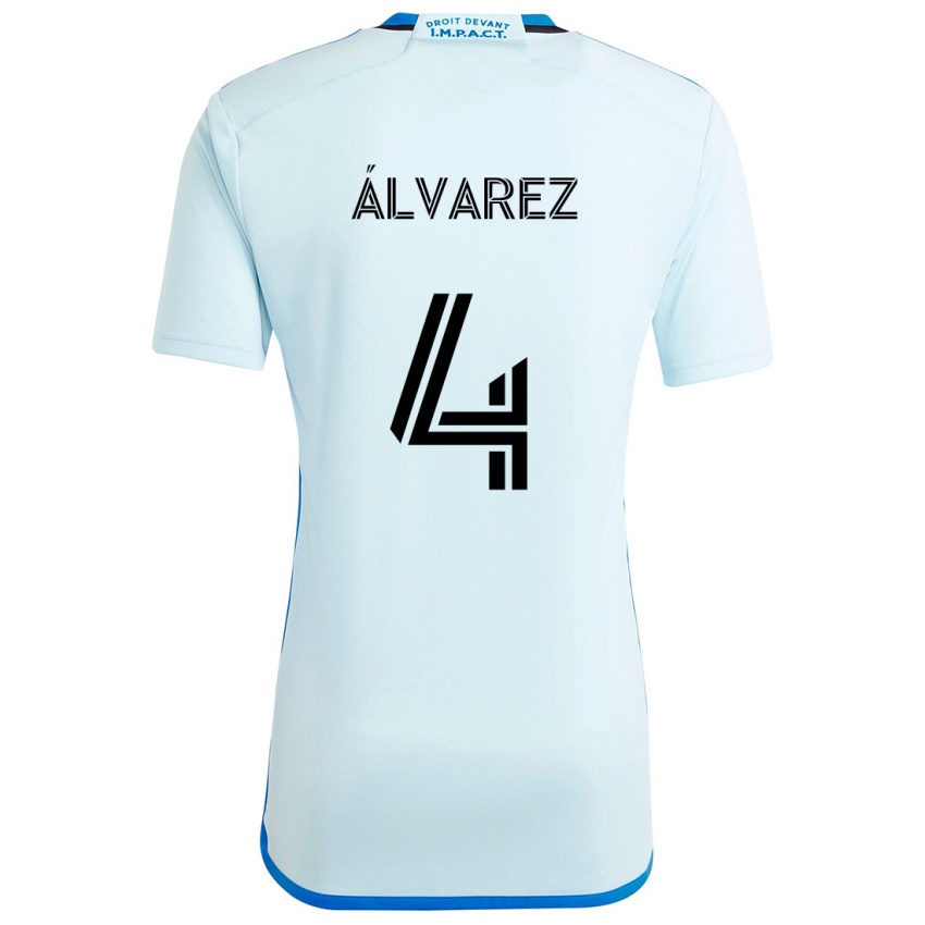 Niño Camiseta Fernando Álvarez #4 Azul Hielo 2ª Equipación 2024/25 La Camisa Chile