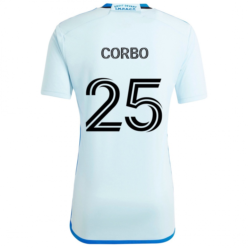 Niño Camiseta Gabriele Corbo #25 Azul Hielo 2ª Equipación 2024/25 La Camisa Chile