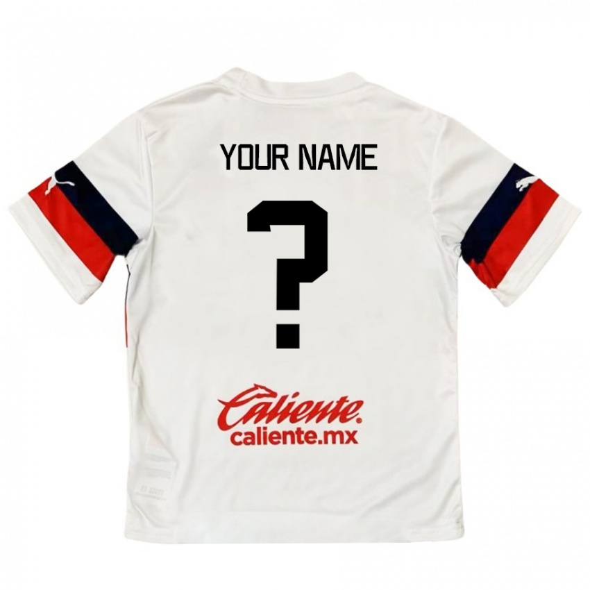 Niño Camiseta Su Nombre #0 Blanco Rojo 2ª Equipación 2024/25 La Camisa Chile