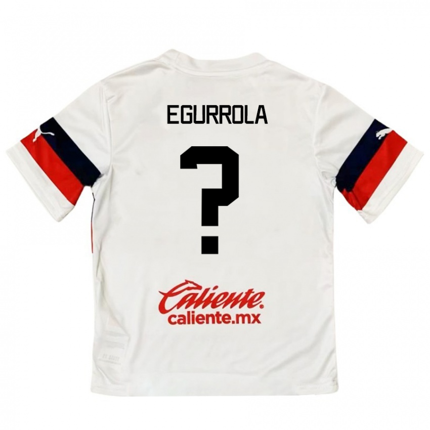 Niño Camiseta Luis Egurrola #0 Blanco Rojo 2ª Equipación 2024/25 La Camisa Chile