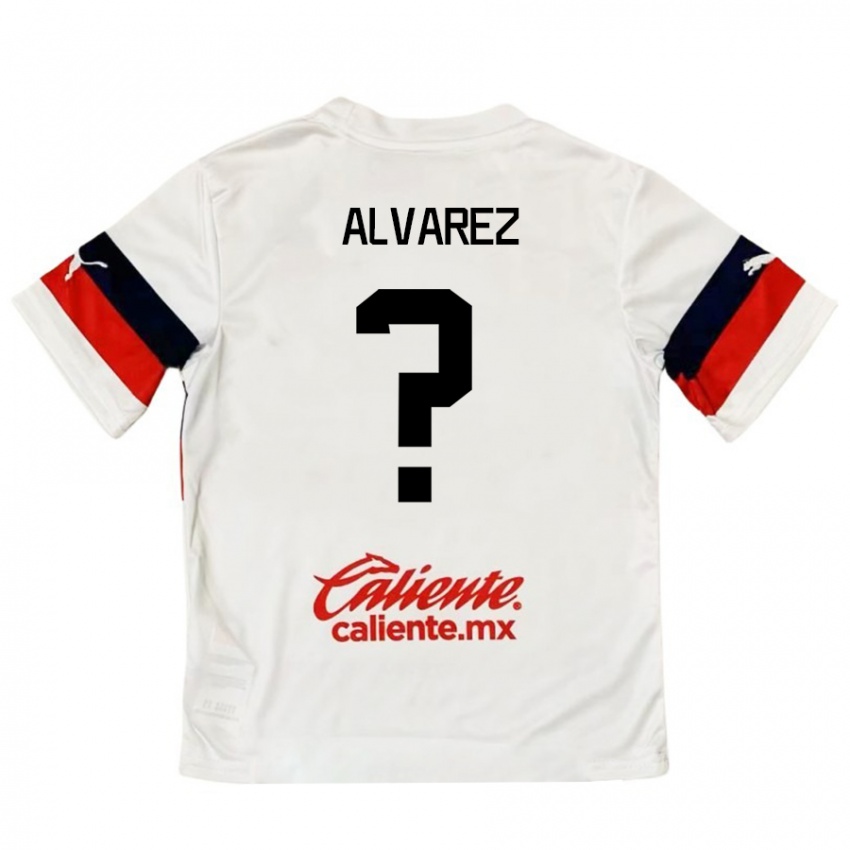 Niño Camiseta Sergio Álvarez #0 Blanco Rojo 2ª Equipación 2024/25 La Camisa Chile