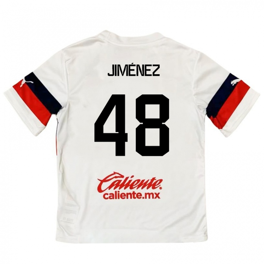 Niño Camiseta Leonardo Jiménez #48 Blanco Rojo 2ª Equipación 2024/25 La Camisa Chile