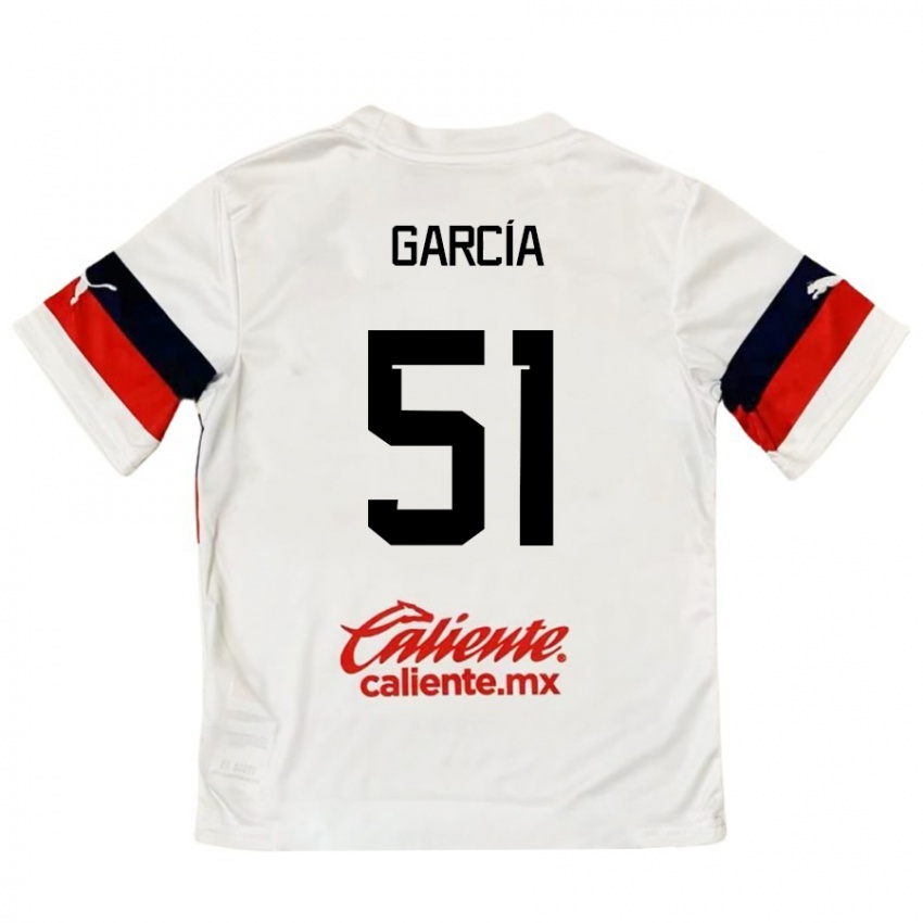 Niño Camiseta Eduardo García #51 Blanco Rojo 2ª Equipación 2024/25 La Camisa Chile