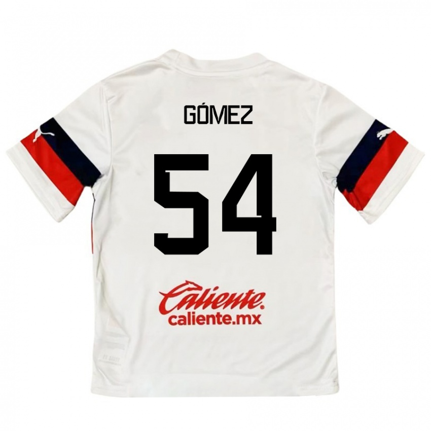 Niño Camiseta Miguel Gómez #54 Blanco Rojo 2ª Equipación 2024/25 La Camisa Chile