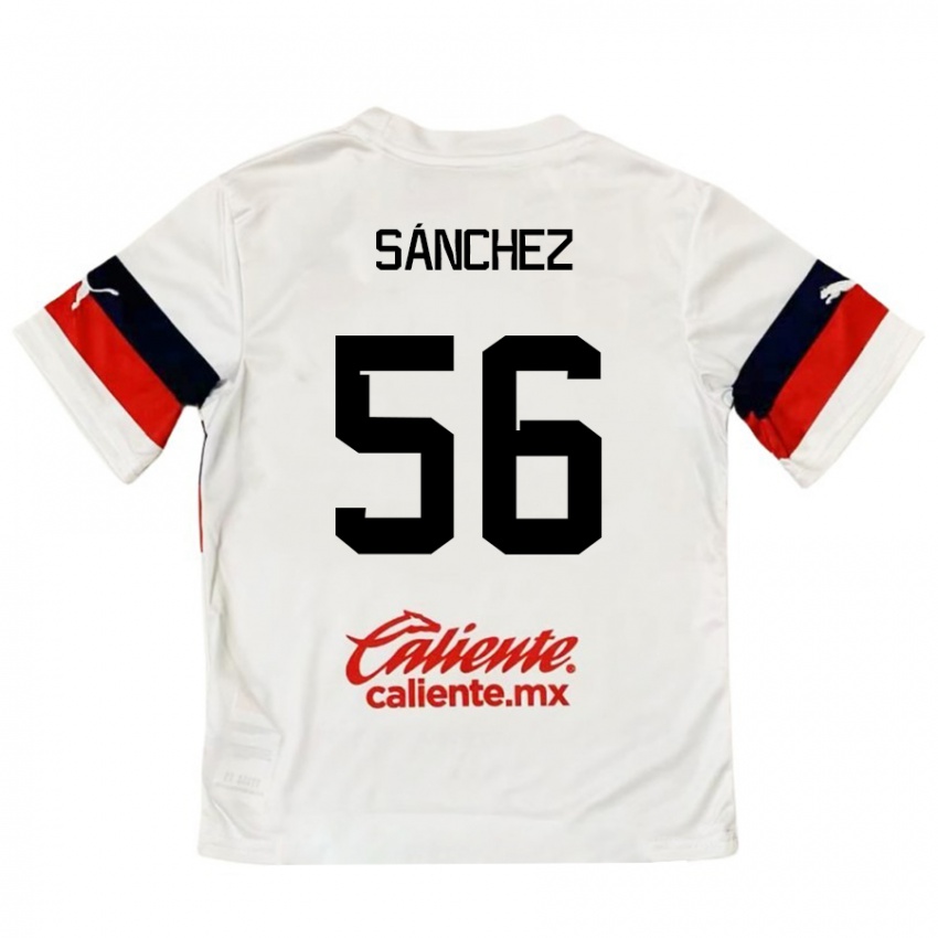 Niño Camiseta Benjamín Sánchez #56 Blanco Rojo 2ª Equipación 2024/25 La Camisa Chile