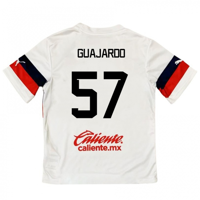 Niño Camiseta Dylan Guajardo #57 Blanco Rojo 2ª Equipación 2024/25 La Camisa Chile