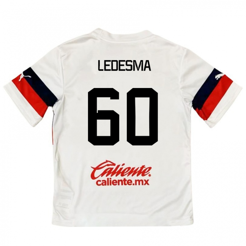 Niño Camiseta Luis Ledesma #60 Blanco Rojo 2ª Equipación 2024/25 La Camisa Chile