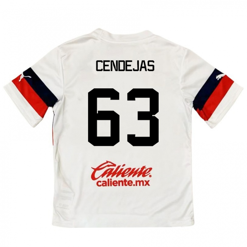 Niño Camiseta Matías Cendejas #63 Blanco Rojo 2ª Equipación 2024/25 La Camisa Chile