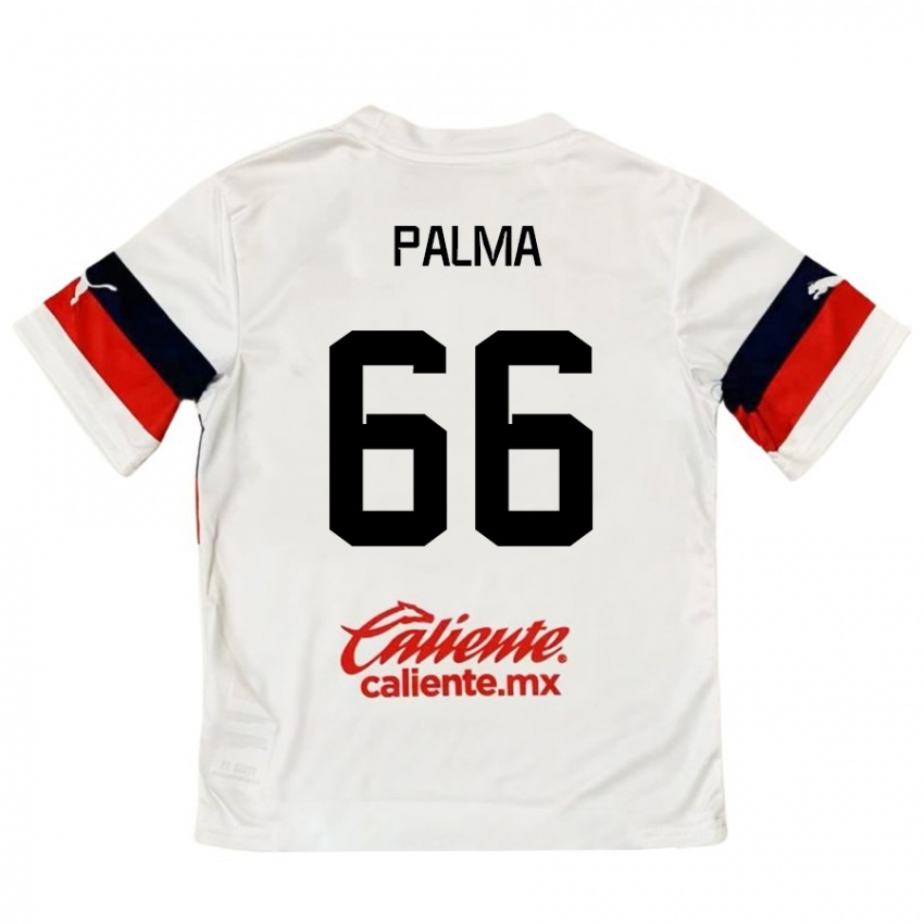 Niño Camiseta Arturo Palma #66 Blanco Rojo 2ª Equipación 2024/25 La Camisa Chile