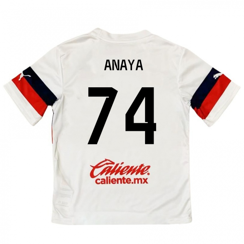 Niño Camiseta Mario Anaya #74 Blanco Rojo 2ª Equipación 2024/25 La Camisa Chile