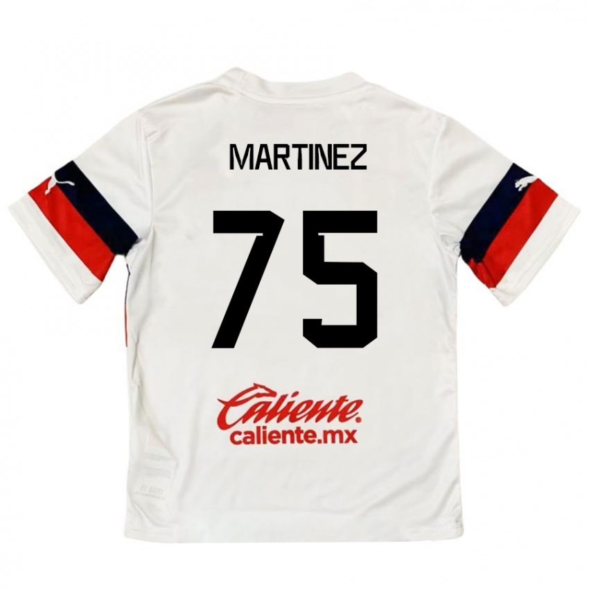 Niño Camiseta Isaac Martínez #75 Blanco Rojo 2ª Equipación 2024/25 La Camisa Chile