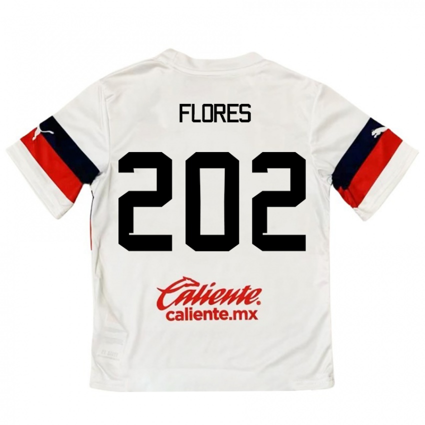 Niño Camiseta Daniel Flores #202 Blanco Rojo 2ª Equipación 2024/25 La Camisa Chile