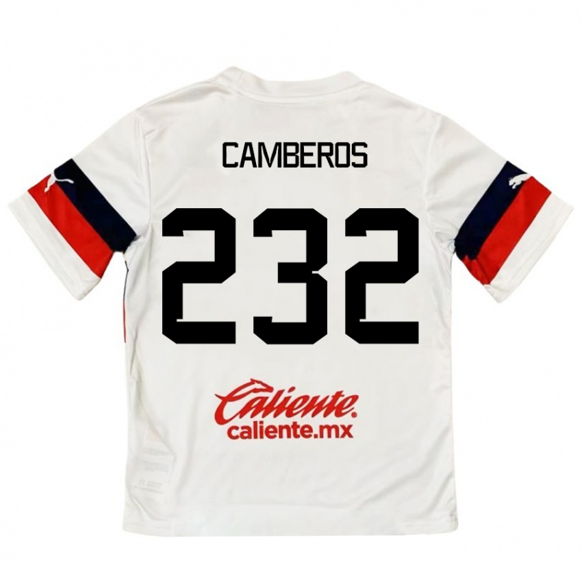 Niño Camiseta Hugo Camberos #232 Blanco Rojo 2ª Equipación 2024/25 La Camisa Chile