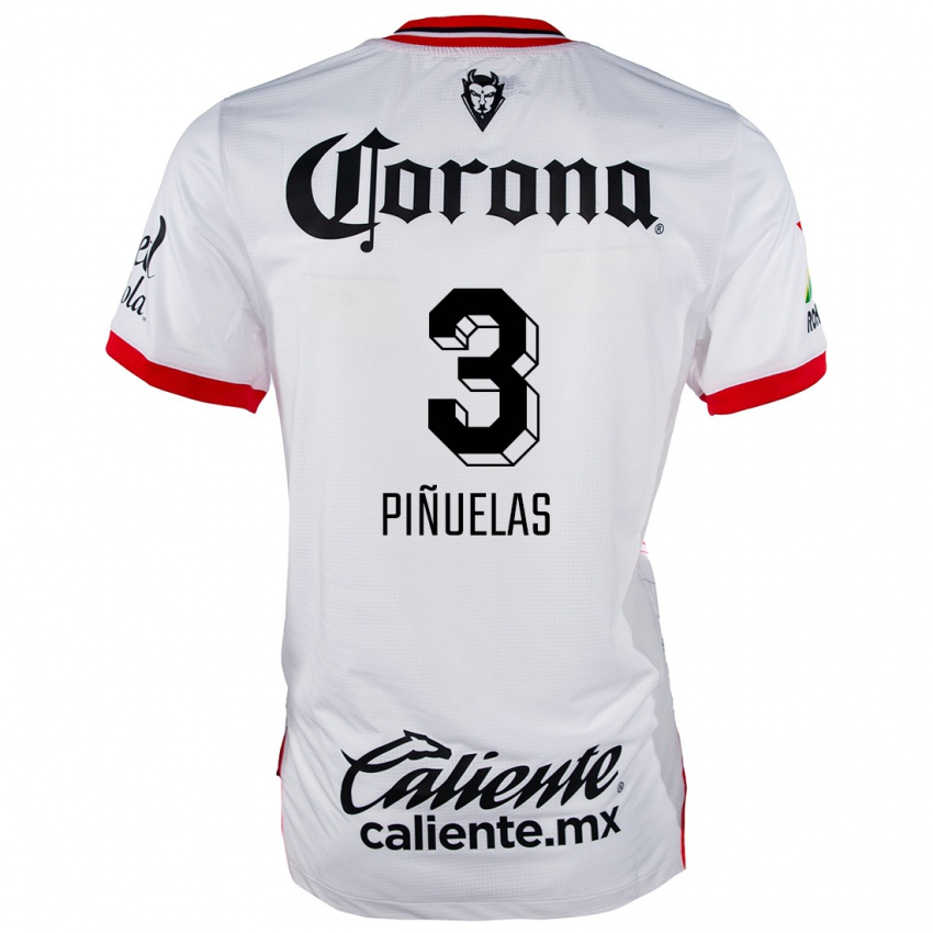 Niño Camiseta Fernando Piñuelas #3 Blanco Rojo 2ª Equipación 2024/25 La Camisa Chile