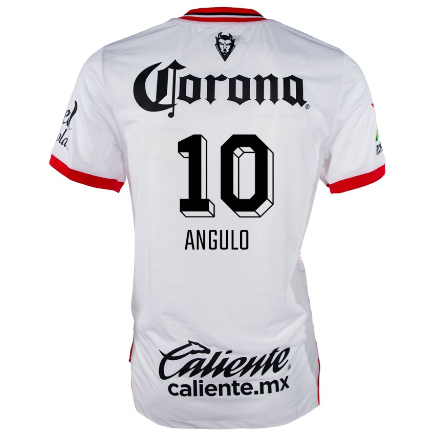 Niño Camiseta Jesús Angulo #10 Blanco Rojo 2ª Equipación 2024/25 La Camisa Chile