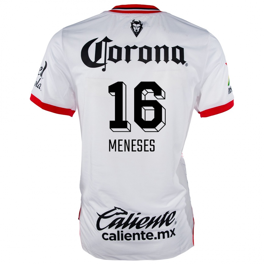 Niño Camiseta Jean Meneses #16 Blanco Rojo 2ª Equipación 2024/25 La Camisa Chile