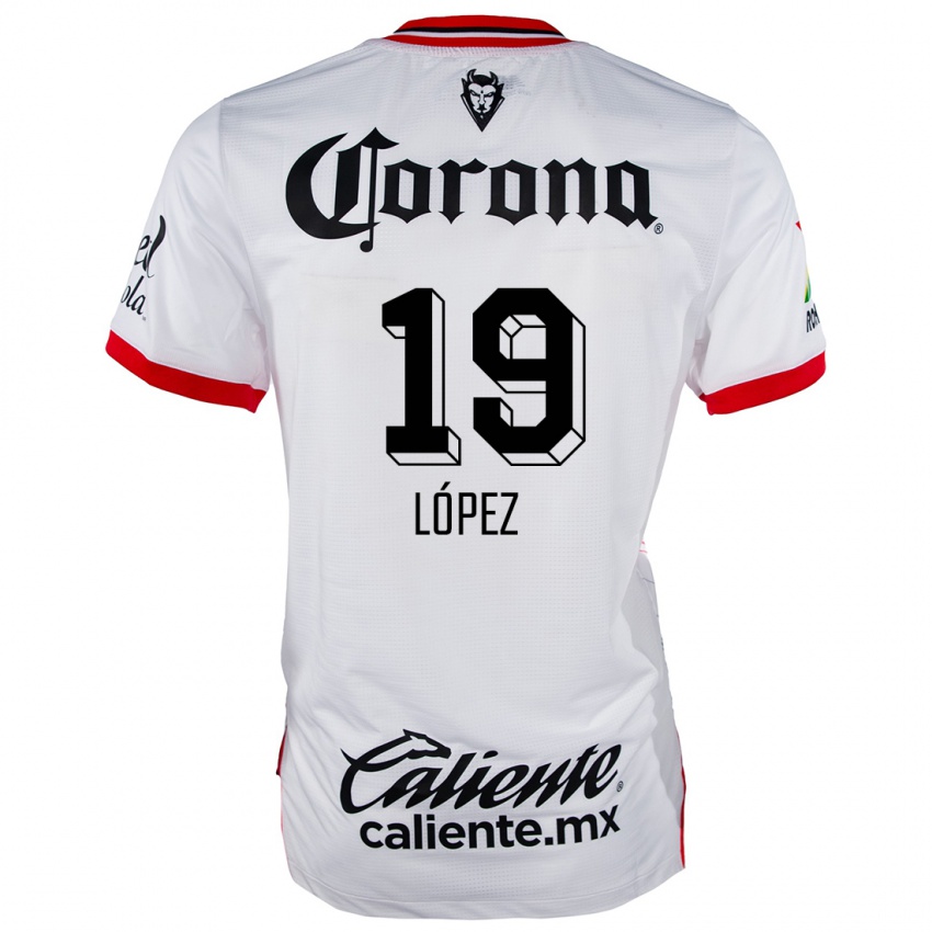 Niño Camiseta Iván López #19 Blanco Rojo 2ª Equipación 2024/25 La Camisa Chile