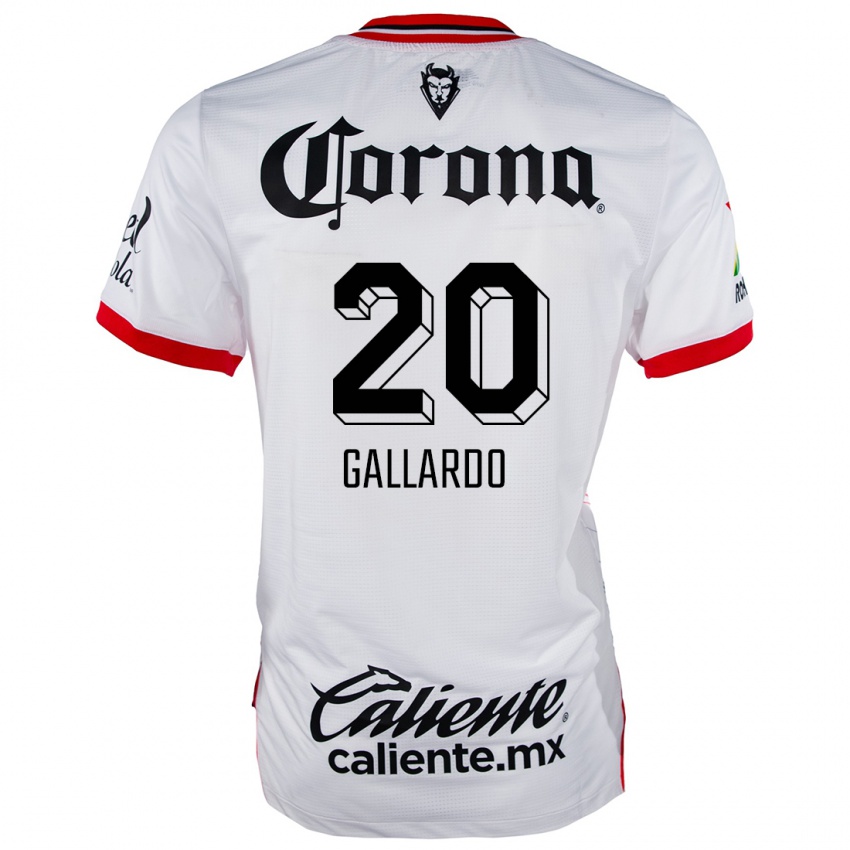 Niño Camiseta Jesús Gallardo #20 Blanco Rojo 2ª Equipación 2024/25 La Camisa Chile