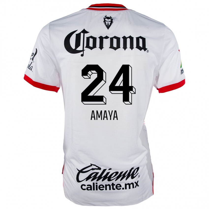 Niño Camiseta Frankie Amaya #24 Blanco Rojo 2ª Equipación 2024/25 La Camisa Chile