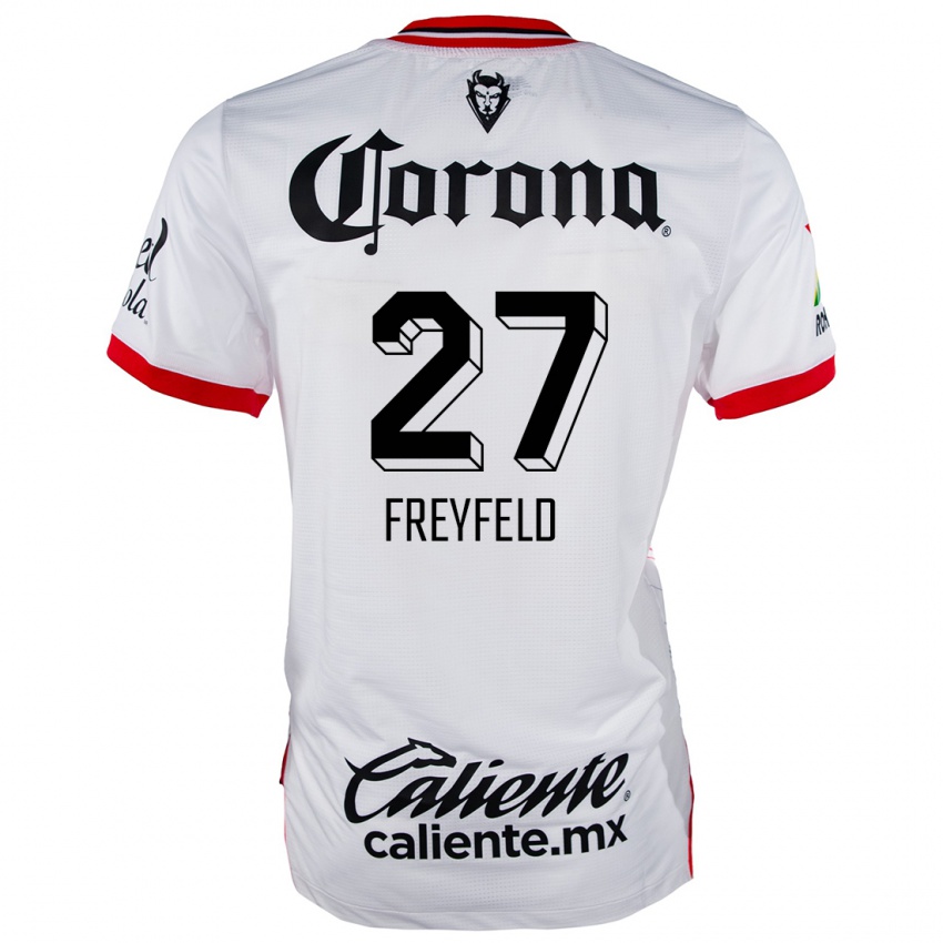 Niño Camiseta Emiliano Freyfeld #27 Blanco Rojo 2ª Equipación 2024/25 La Camisa Chile