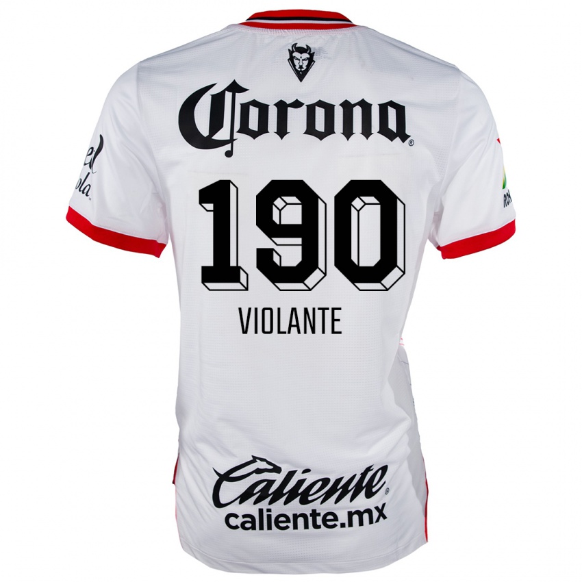 Niño Camiseta Isaías Violante #190 Blanco Rojo 2ª Equipación 2024/25 La Camisa Chile