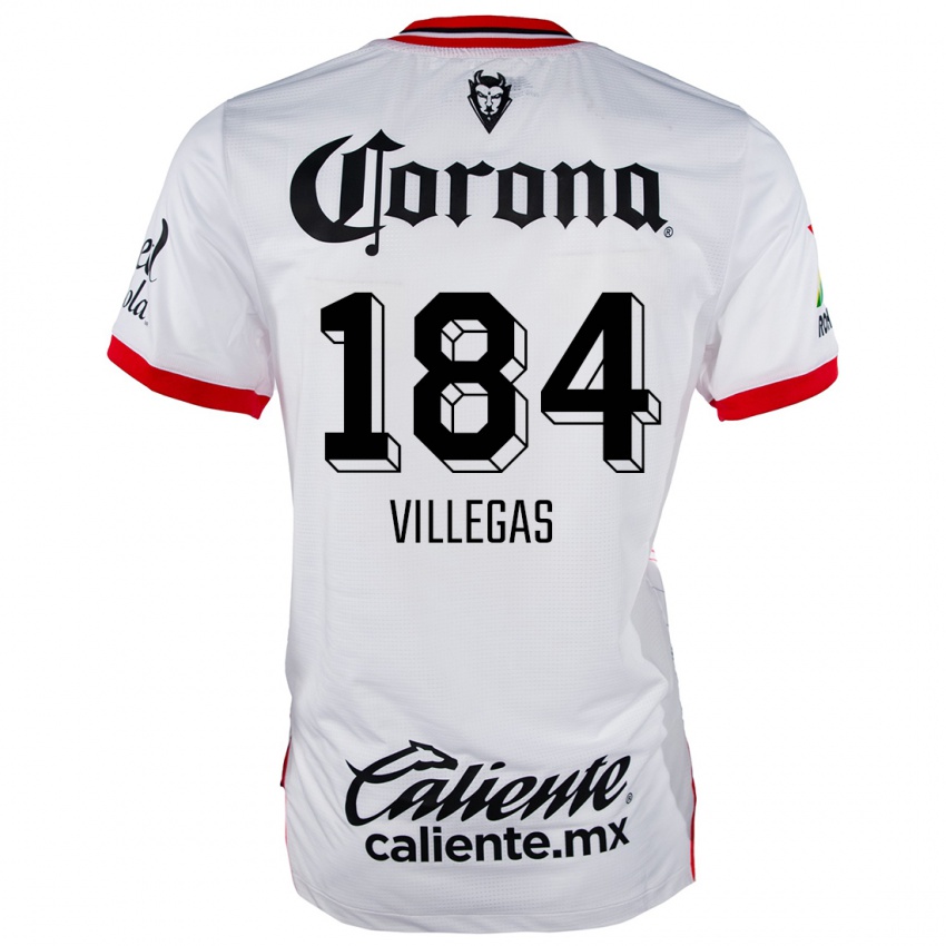 Niño Camiseta Abraham Villegas #184 Blanco Rojo 2ª Equipación 2024/25 La Camisa Chile