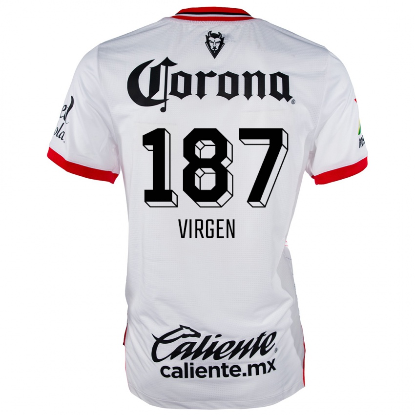 Niño Camiseta Oswaldo Virgen #187 Blanco Rojo 2ª Equipación 2024/25 La Camisa Chile