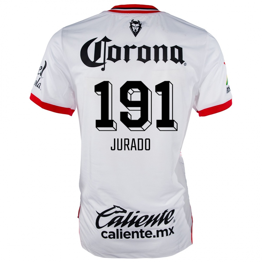 Niño Camiseta Pablo Jurado #191 Blanco Rojo 2ª Equipación 2024/25 La Camisa Chile