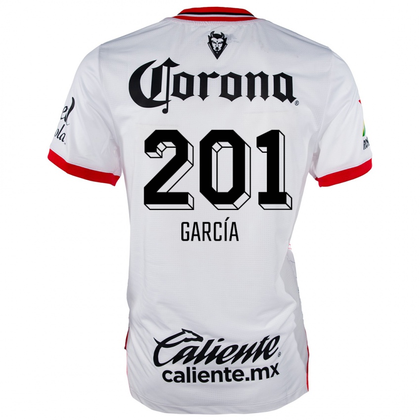 Niño Camiseta Eros García #201 Blanco Rojo 2ª Equipación 2024/25 La Camisa Chile