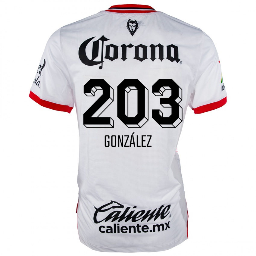 Niño Camiseta Luis González #203 Blanco Rojo 2ª Equipación 2024/25 La Camisa Chile