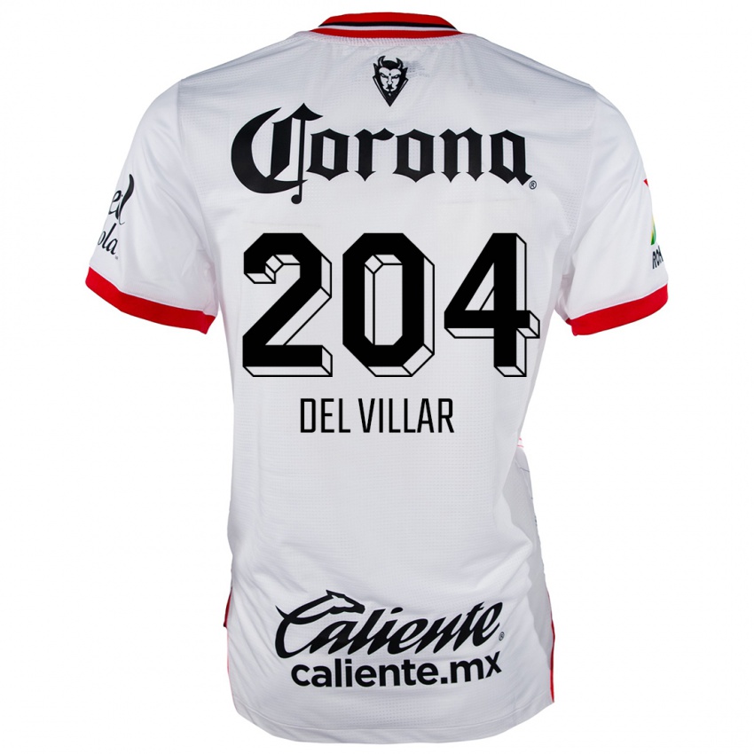 Niño Camiseta Everardo Del Villar #204 Blanco Rojo 2ª Equipación 2024/25 La Camisa Chile