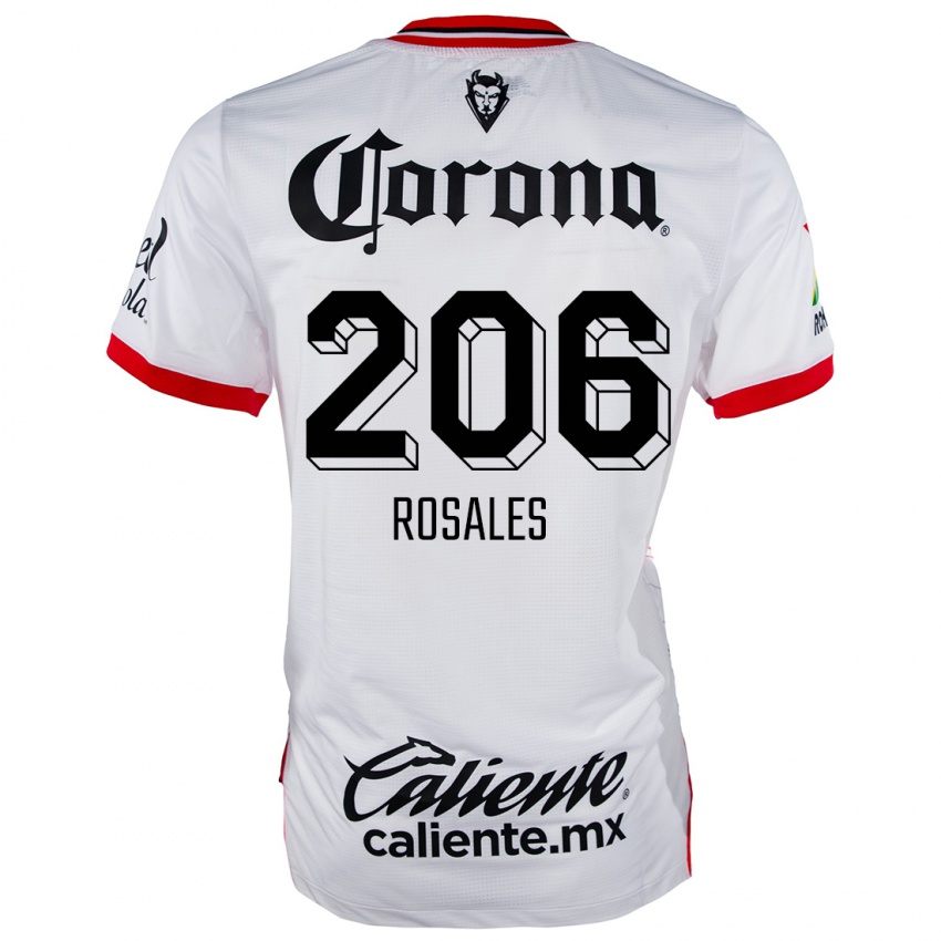 Niño Camiseta Santiago Rosales #206 Blanco Rojo 2ª Equipación 2024/25 La Camisa Chile