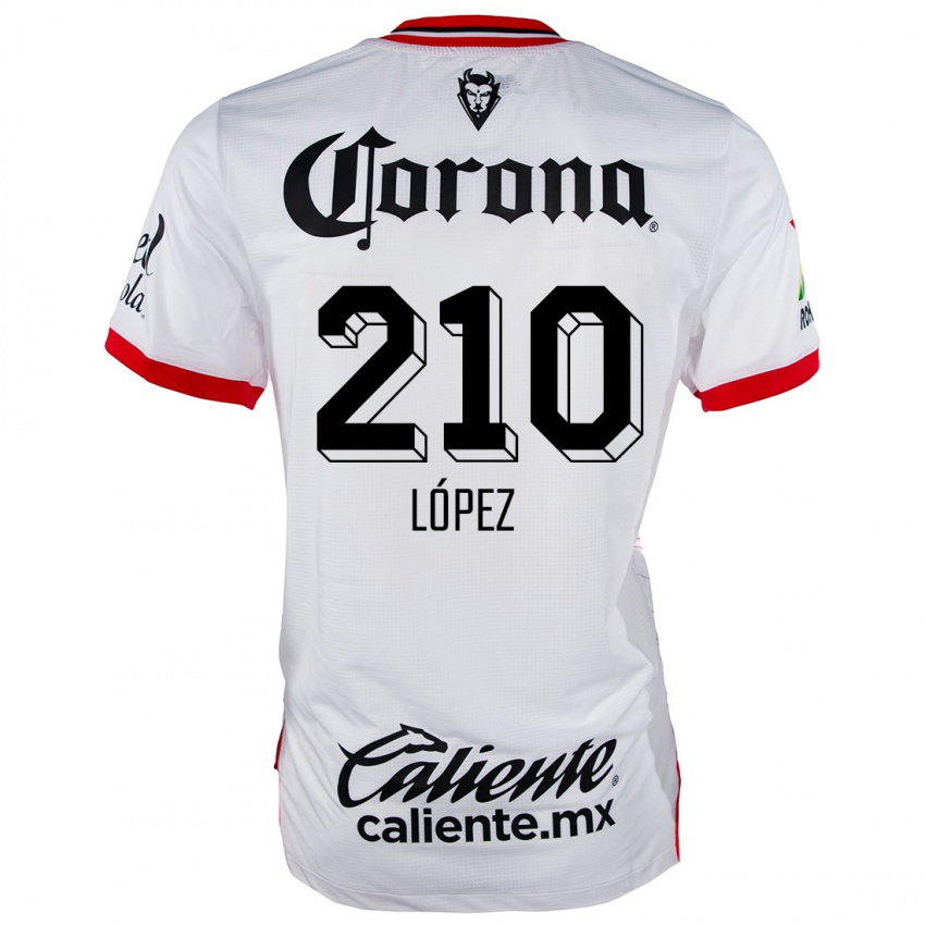 Niño Camiseta Juan López #210 Blanco Rojo 2ª Equipación 2024/25 La Camisa Chile