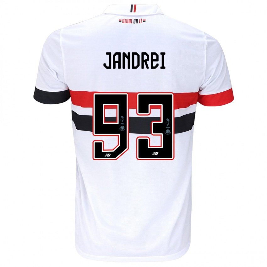 Hombre Camiseta Jandrei #93 Blanco Rojo Negro 1ª Equipación 2024/25 La Camisa Chile