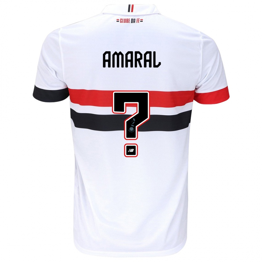 Hombre Camiseta Mateus Amaral #0 Blanco Rojo Negro 1ª Equipación 2024/25 La Camisa Chile