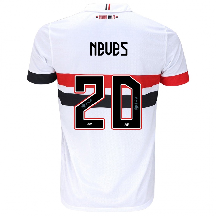 Hombre Camiseta Gabriel Neves #20 Blanco Rojo Negro 1ª Equipación 2024/25 La Camisa Chile