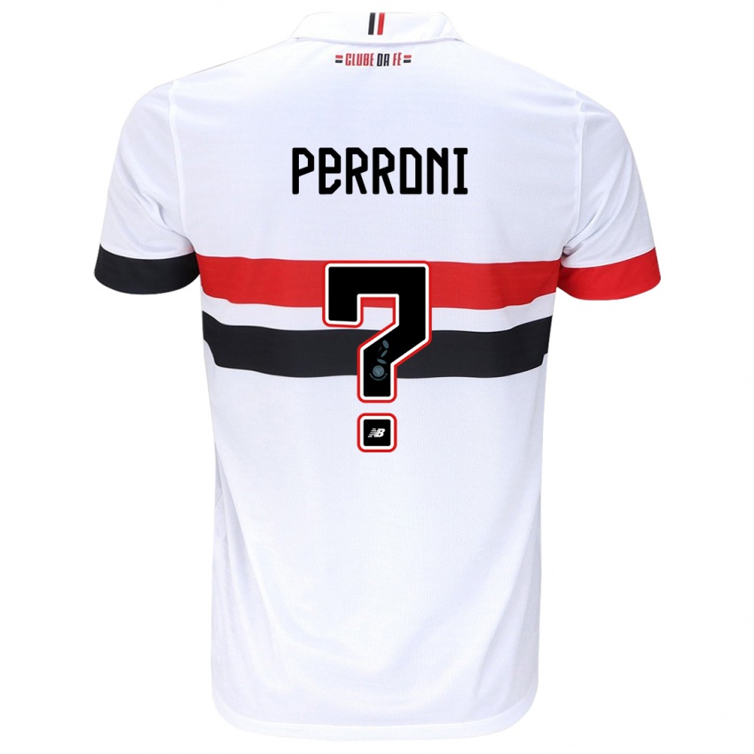 Hombre Camiseta Enzo Perroni #0 Blanco Rojo Negro 1ª Equipación 2024/25 La Camisa Chile