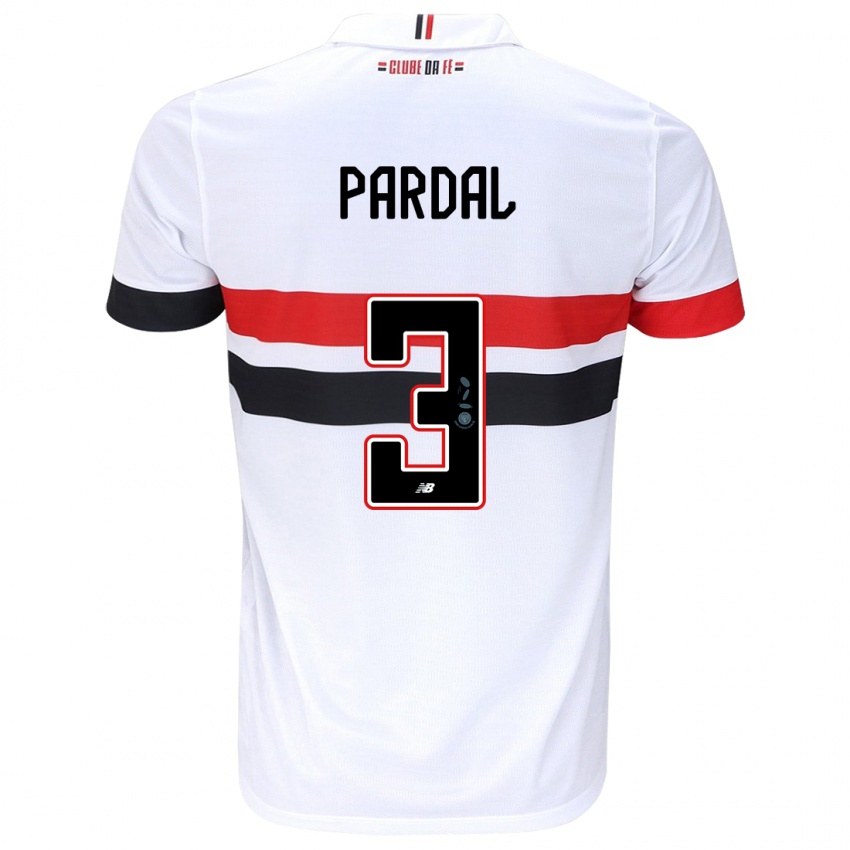 Hombre Camiseta Pardal #3 Blanco Rojo Negro 1ª Equipación 2024/25 La Camisa Chile