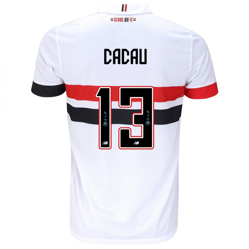 Hombre Camiseta Cacau #13 Blanco Rojo Negro 1ª Equipación 2024/25 La Camisa Chile