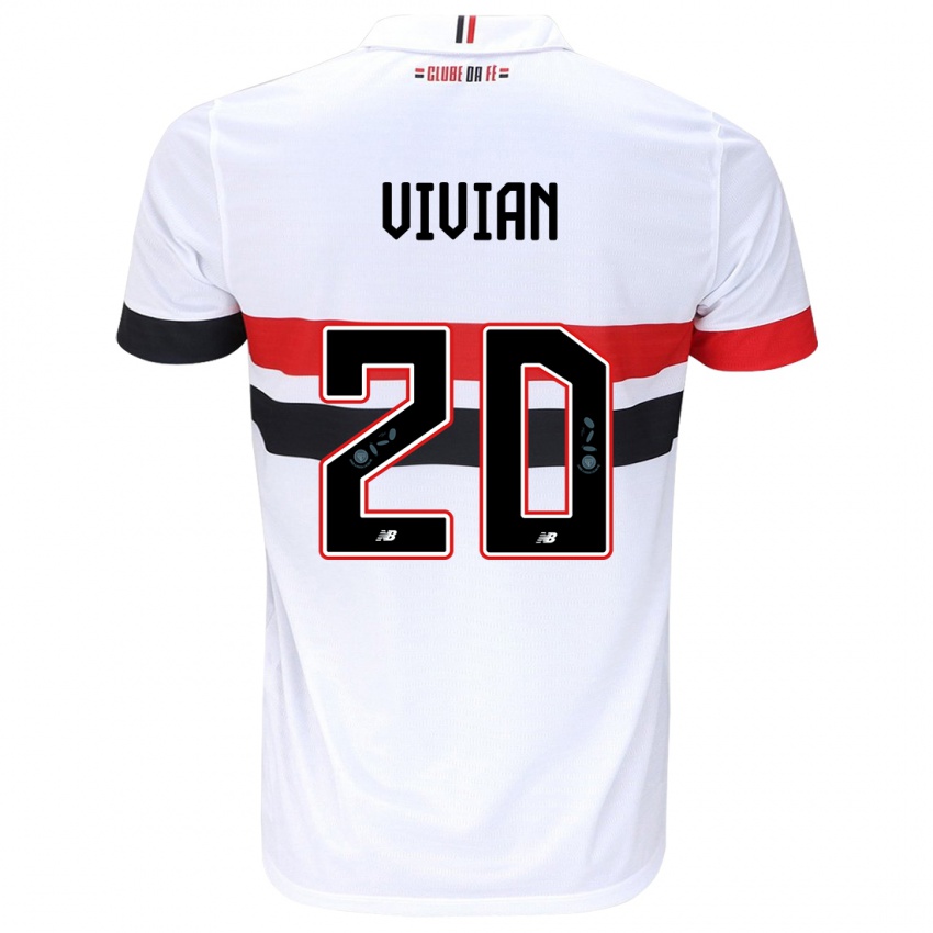 Hombre Camiseta Vivian #20 Blanco Rojo Negro 1ª Equipación 2024/25 La Camisa Chile