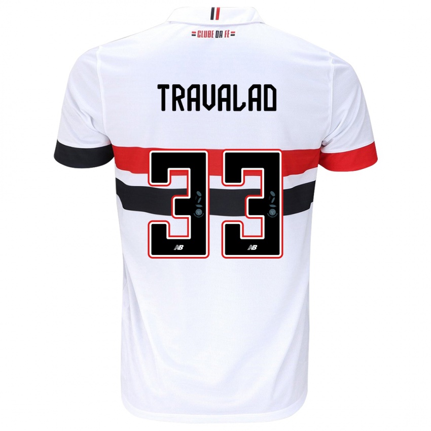 Hombre Camiseta Rafa Travalão #33 Blanco Rojo Negro 1ª Equipación 2024/25 La Camisa Chile