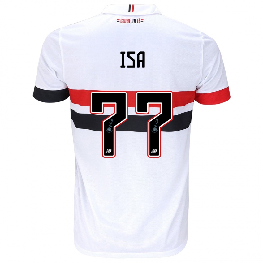 Hombre Camiseta Isa #77 Blanco Rojo Negro 1ª Equipación 2024/25 La Camisa Chile