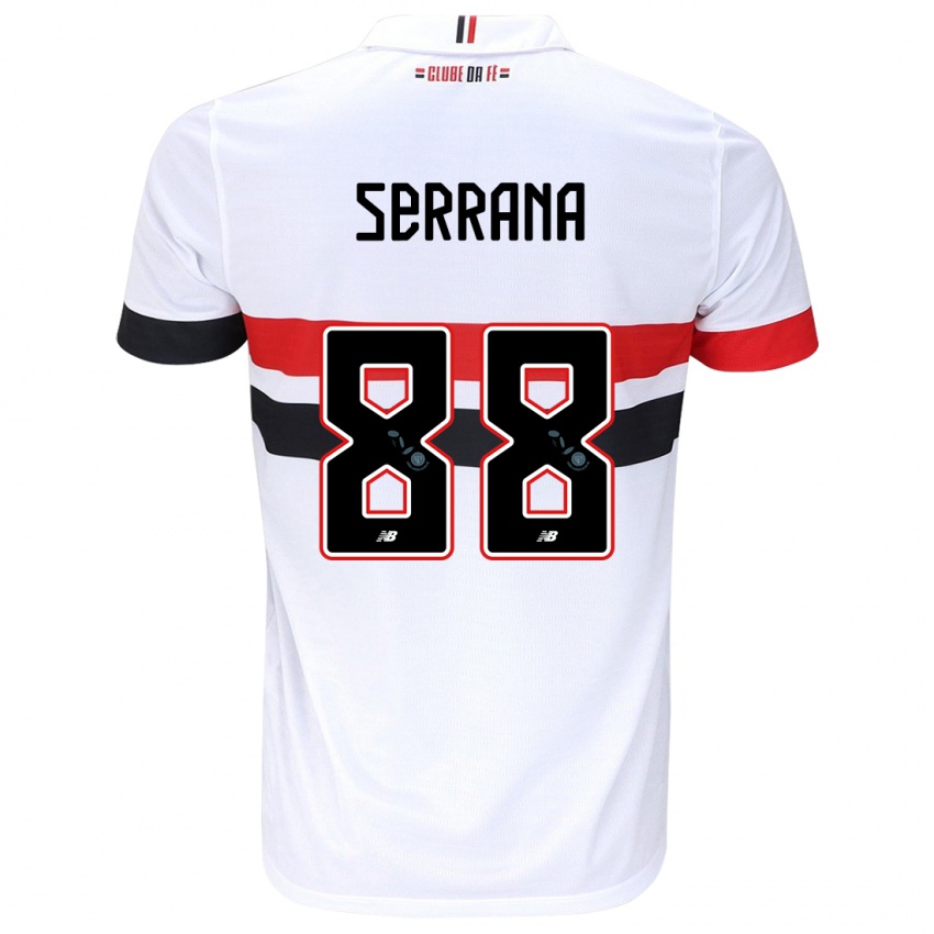 Hombre Camiseta Serrana #88 Blanco Rojo Negro 1ª Equipación 2024/25 La Camisa Chile