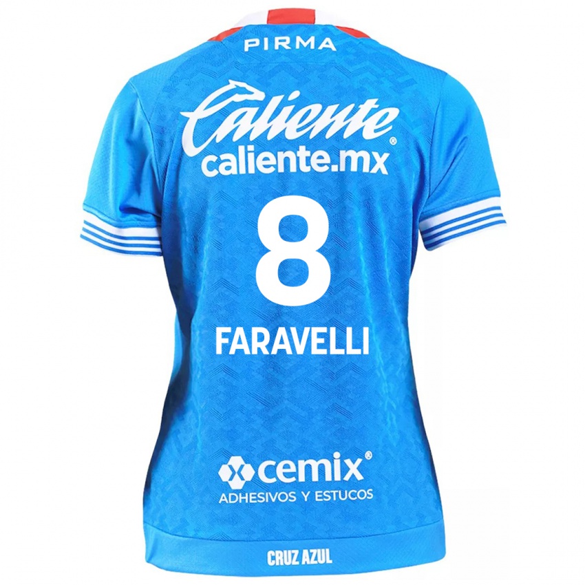 Hombre Camiseta Lorenzo Faravelli #8 Cielo Azul 1ª Equipación 2024/25 La Camisa Chile