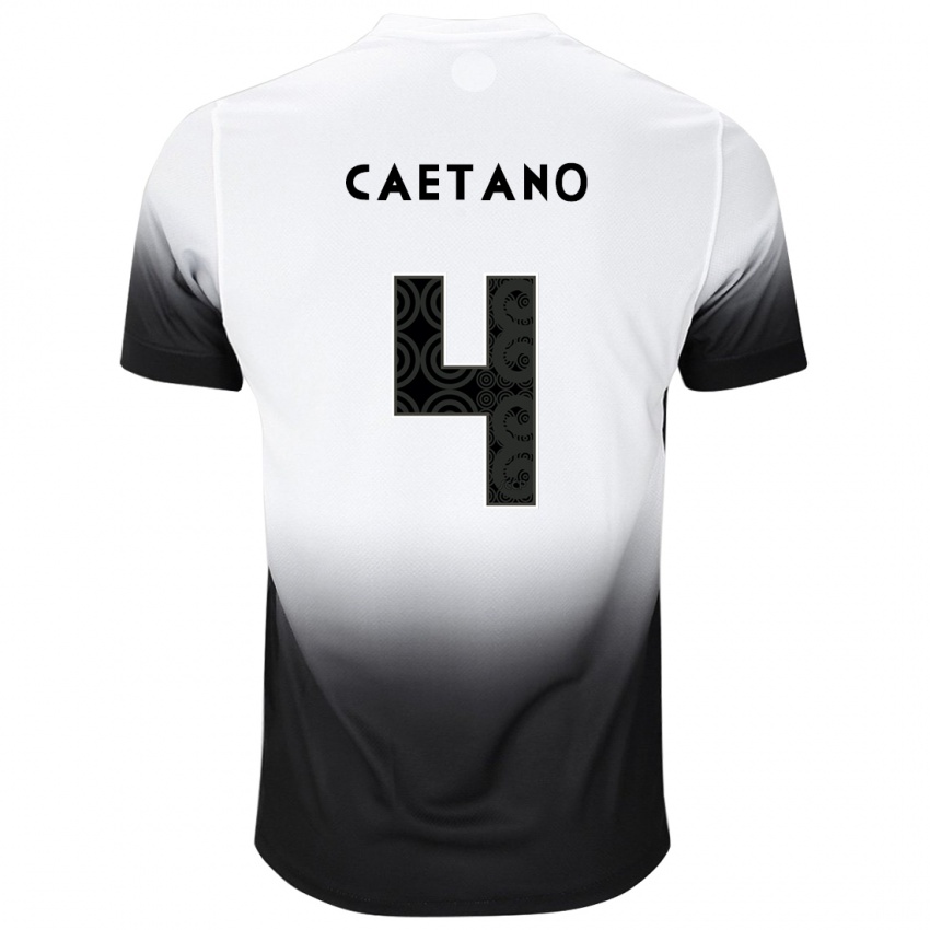 Hombre Camiseta Caetano #4 Blanco Negro 1ª Equipación 2024/25 La Camisa Chile